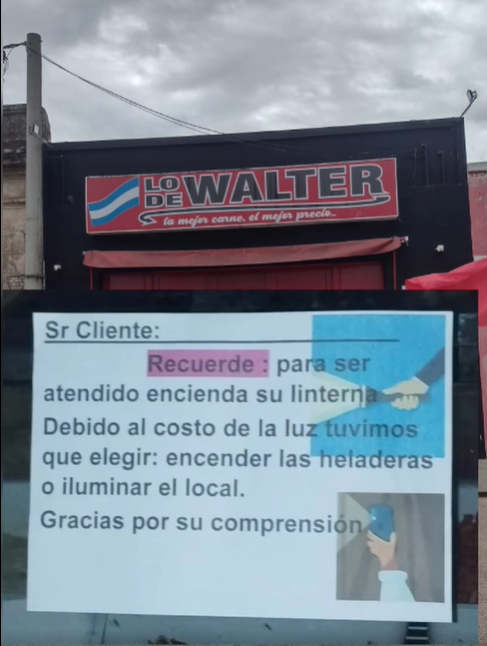 Un carnicero de Gualeguay solicita a sus clientes que utilicen linternas debido a una factura de luz de un millón de pesos que recibió.