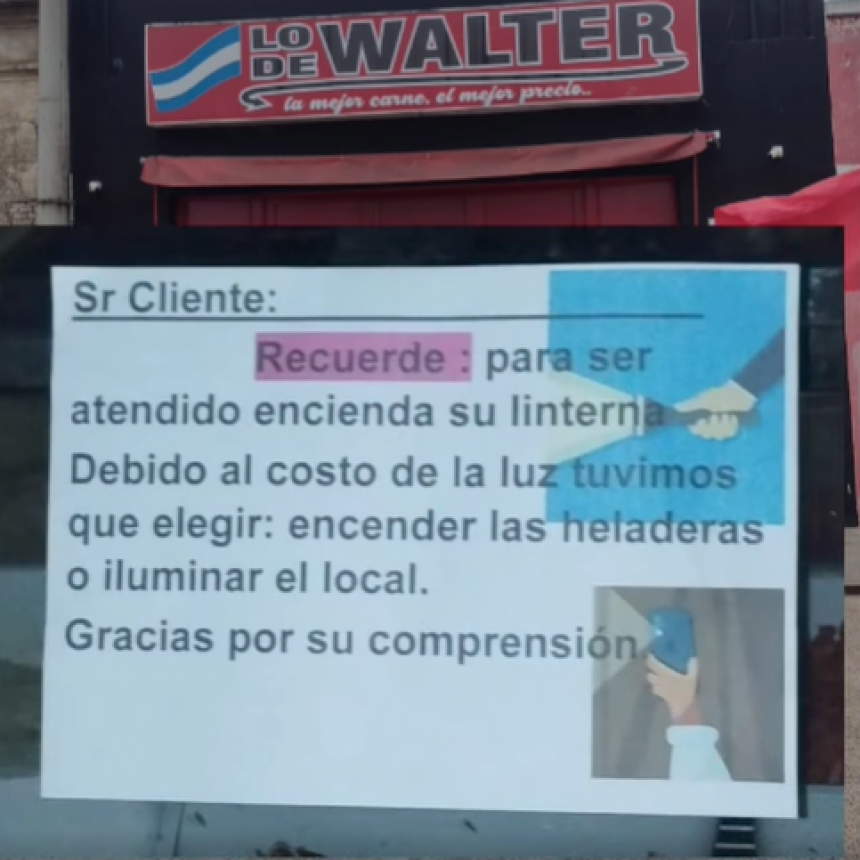 Un carnicero de Gualeguay solicita a sus clientes que utilicen linternas debido a una factura de luz de un millón de pesos que recibió.