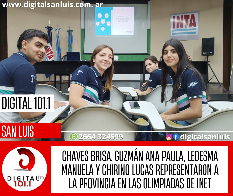Chaves Brisa, Guzmán Ana Paula, Ledesma Manuela y Chirino Lucas representaron a la provincia en las Olimpiadas de INET