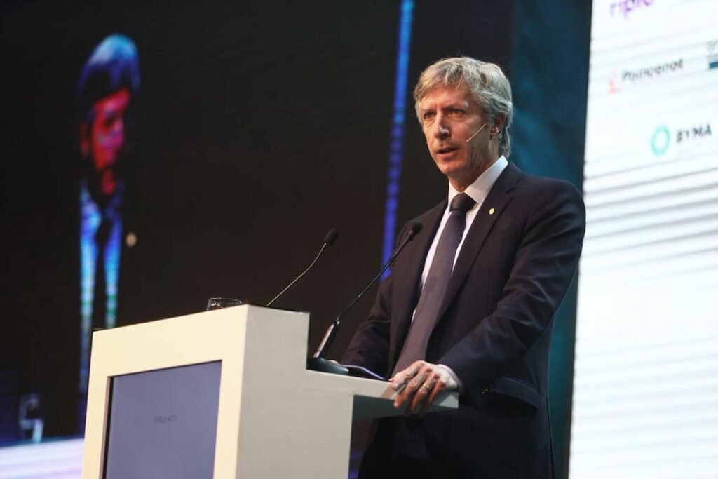 Santiago Bausili, presidente del Banco Central, durante su exposición en Expo EFI.