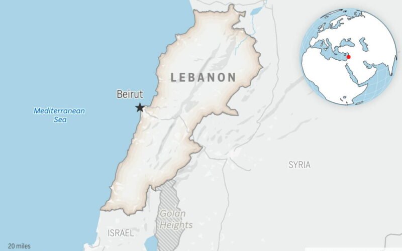 Mapa de Líbano y su capital, Beirut, como imagen contextual de archivo.