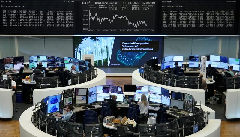 Imagen de archivo de la sala de operaciones de Deutsche Börse, vinculada al comportamiento de las bolsas europeas.