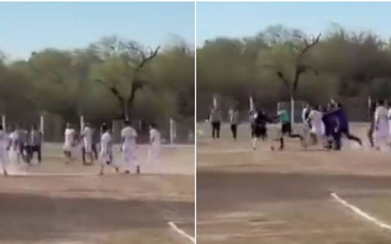 Imágenes del incidente ocurrido en una cancha durante el partido de la Liga del Valle del Conlara.