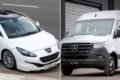 Imagen ilustrativa de un Peugeot RCZ y una Mercedes-Benz Sprinter, los dos modelos de vehículos declarados por Javier Milei.
