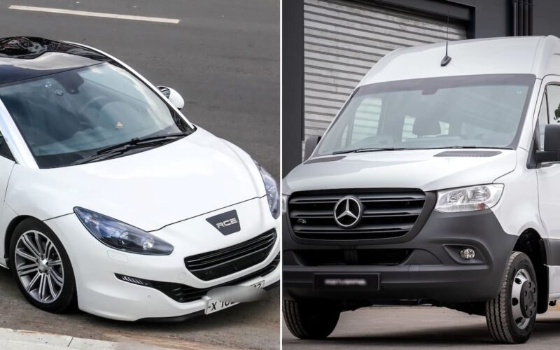 Imagen ilustrativa de un Peugeot RCZ y una Mercedes-Benz Sprinter, los dos modelos de vehículos declarados por Javier Milei.