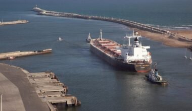 Imagen contextual de un buque de carga en una terminal portuaria argentina.