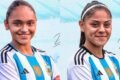 Luisina Destéfanis y Emeremi De La Hanty, juveniles de San Luis FC, con la camiseta de la Selección Argentina Sub 15.