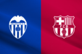 Gráfico oficial con los escudos del Valencia CF y FC Barcelona por el partido de LaLiga.