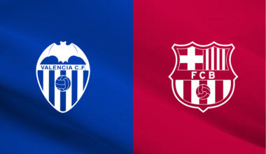 Gráfico oficial con los escudos del Valencia CF y FC Barcelona por el partido de LaLiga.