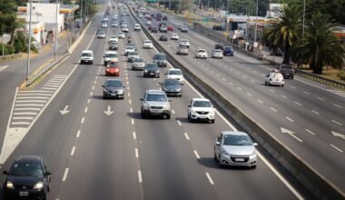 Imagen de archivo de automóviles circulando por una autopista argentina.