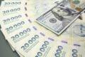 Imagen contextual de billetes argentinos de 20.000 pesos junto a billetes de 100 dólares.