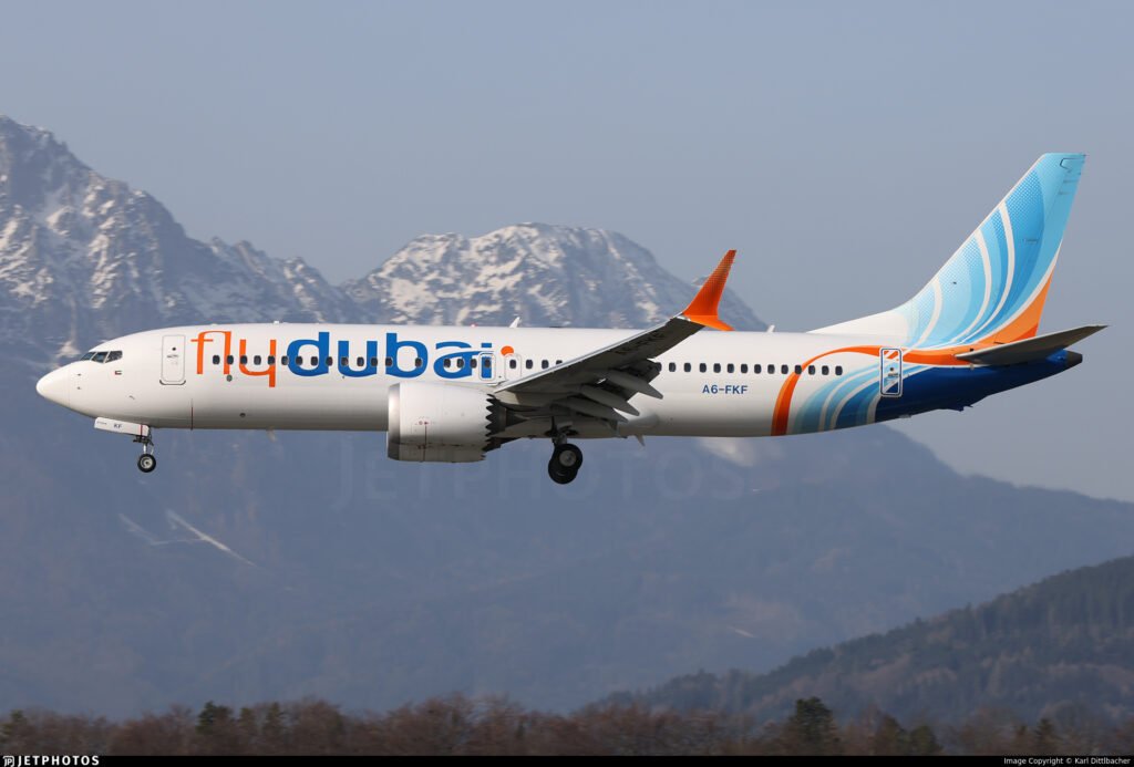 Imagen de archivo de un avión de Flydubai en vuelo; no corresponde necesariamente al vuelo investigado.