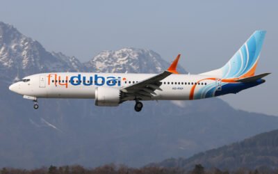 Imagen de archivo de un avión de Flydubai en vuelo; no corresponde necesariamente al vuelo investigado.