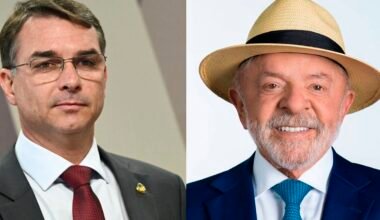 Imagen de archivo con retratos de Flávio Bolsonaro y Luiz Inácio Lula da Silva.