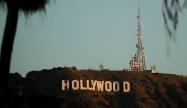 Imagen contextual de archivo del cartel de Hollywood en una colina.
