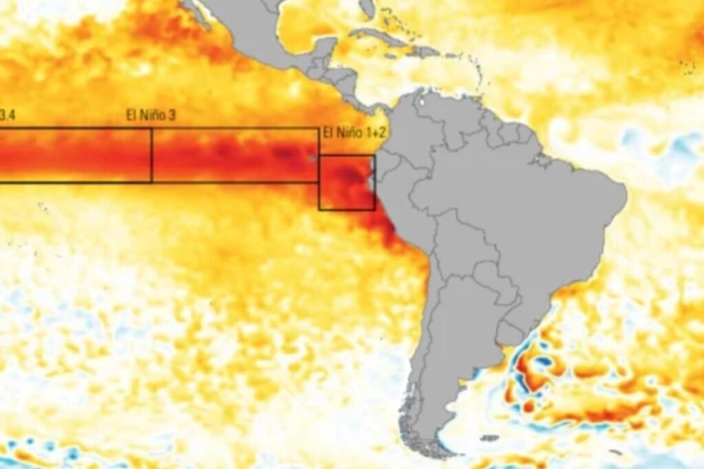 Imagen contextual de las regiones del Pacífico ecuatorial asociadas con El Niño.