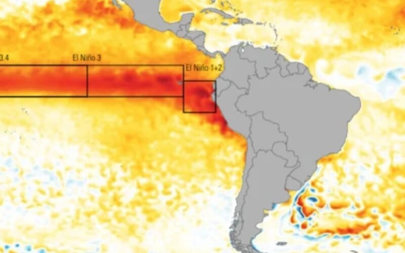 Imagen contextual de las regiones del Pacífico ecuatorial asociadas con El Niño.