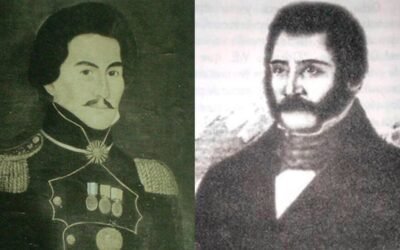 Retratos históricos de Pringles y Ortiz, en una imagen contextual sobre la historia política de San Luis.
