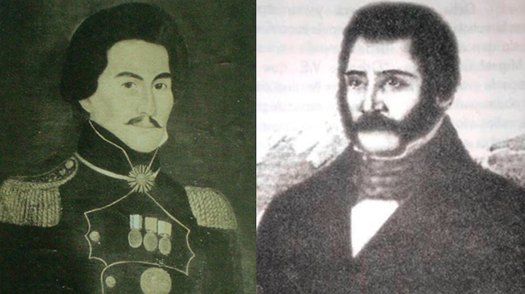 Retratos históricos de Pringles y Ortiz, en una imagen contextual sobre la historia política de San Luis.