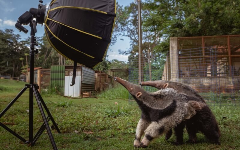 Imagen de archivo de un oso hormiguero gigante durante una sesión fotográfica; no corresponde al tramo estudiado de la BR-262.