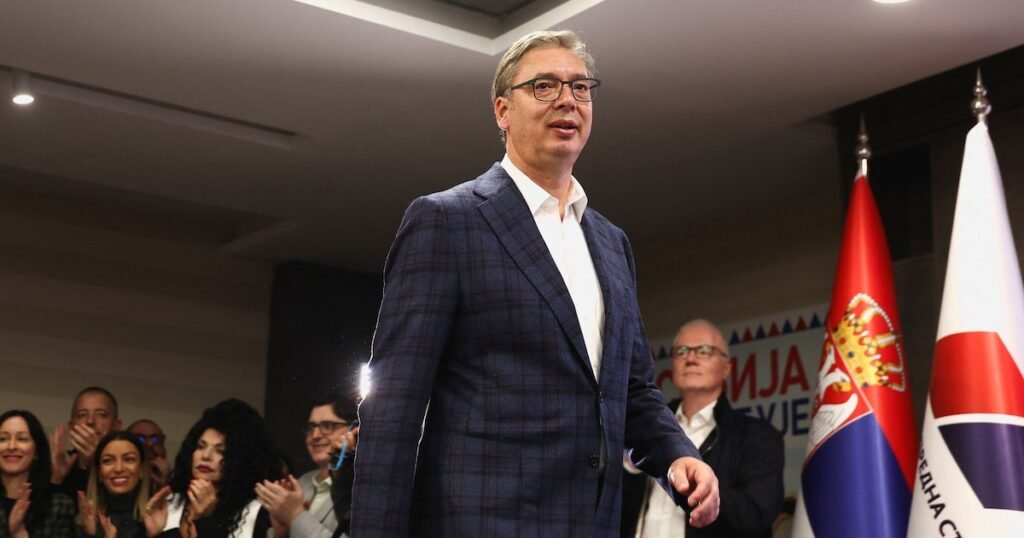 Imagen contextual de Aleksandar Vučić en una aparición pública.